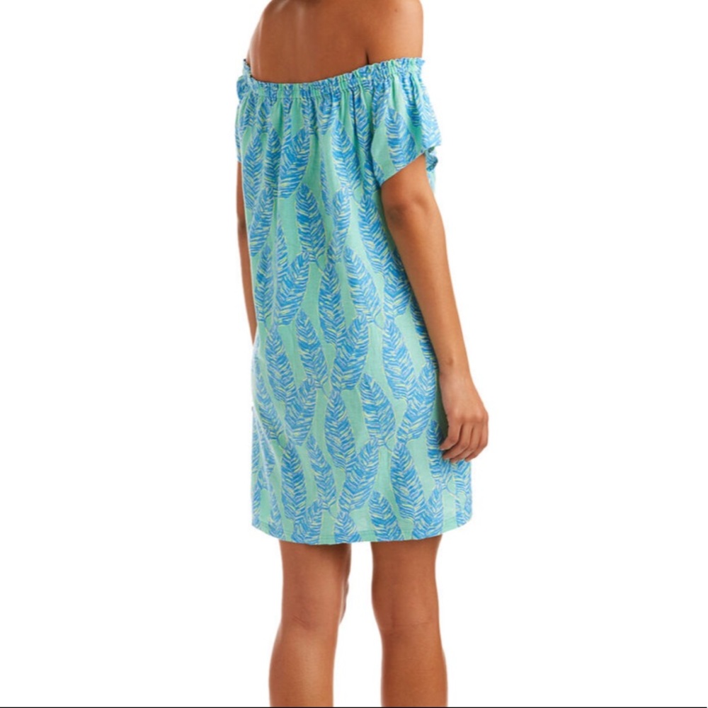 Vineyard Vines Palm Print Off The Shoulder Dress